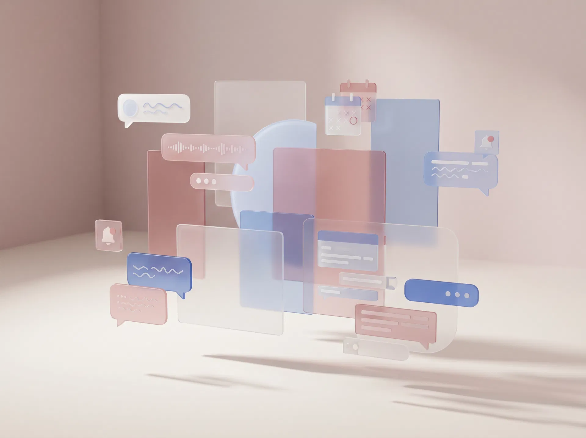 Chaotic group chat planning shown through overlapping phones and unresolved messages