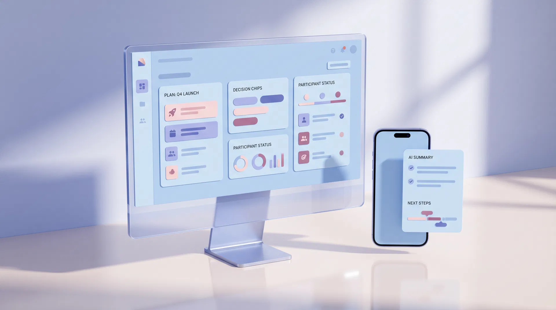 GroupChAI hero concept showing a plan card organizing a Newport Beach trip