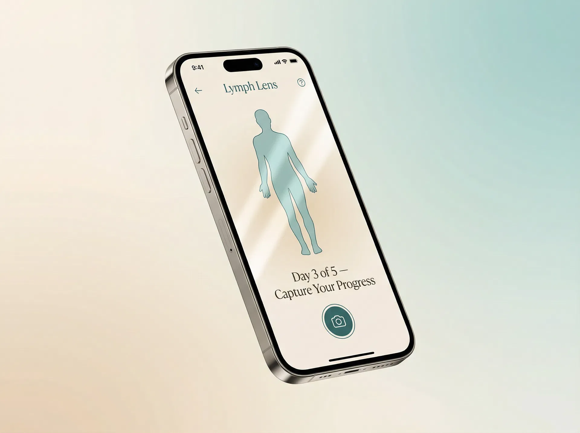 Lymph Lens app interface showing the 5-day photo assessment workflow