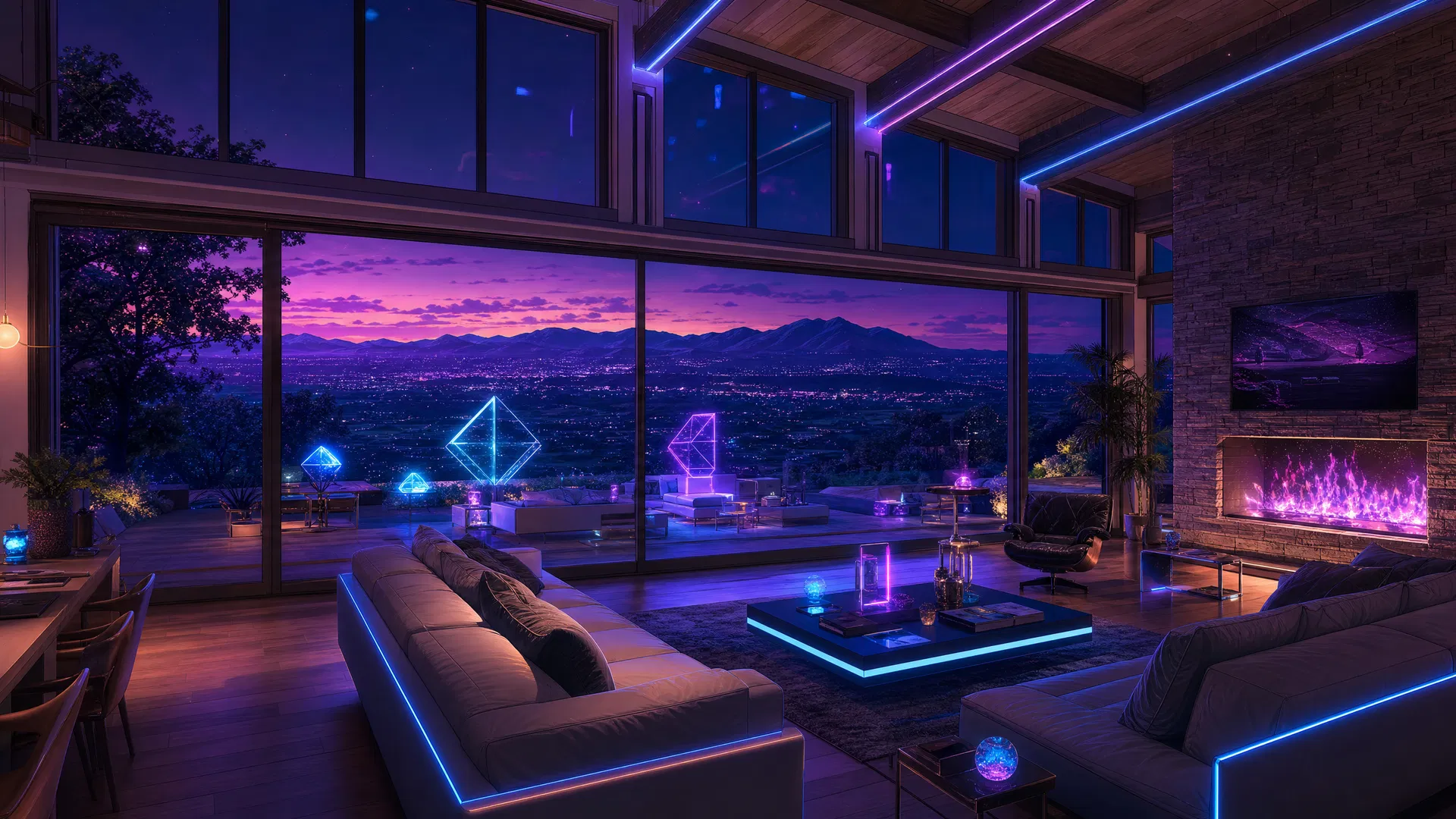 Interior with mountain views
