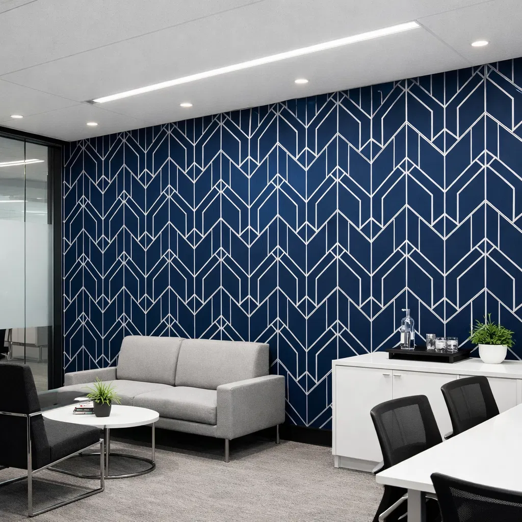 Commercial office wallpaper installation