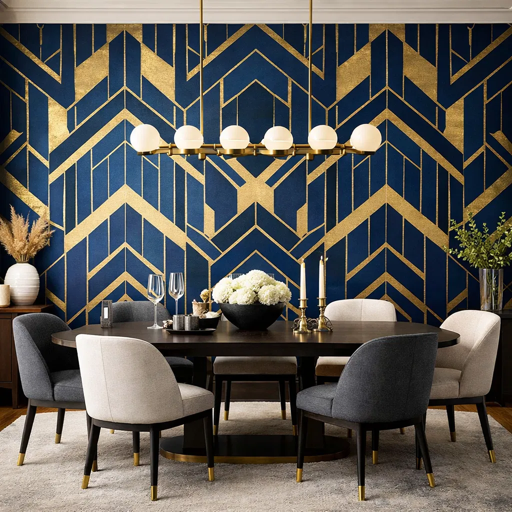 Dining room accent wall wallpaper