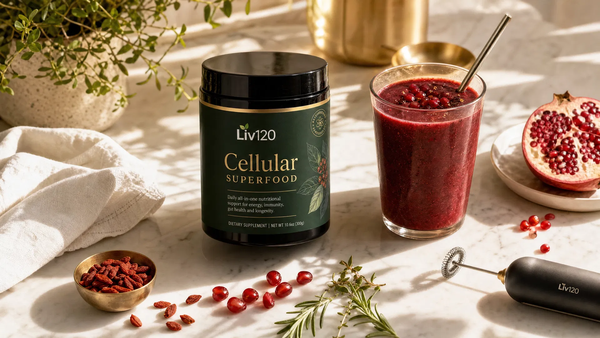Liv120 morning ritual — one scoop, total body support