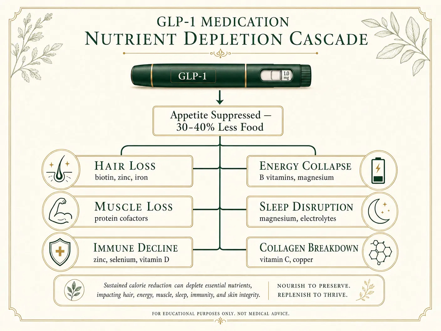 GLP-1 Nutrient Depletion Cascade Diagram