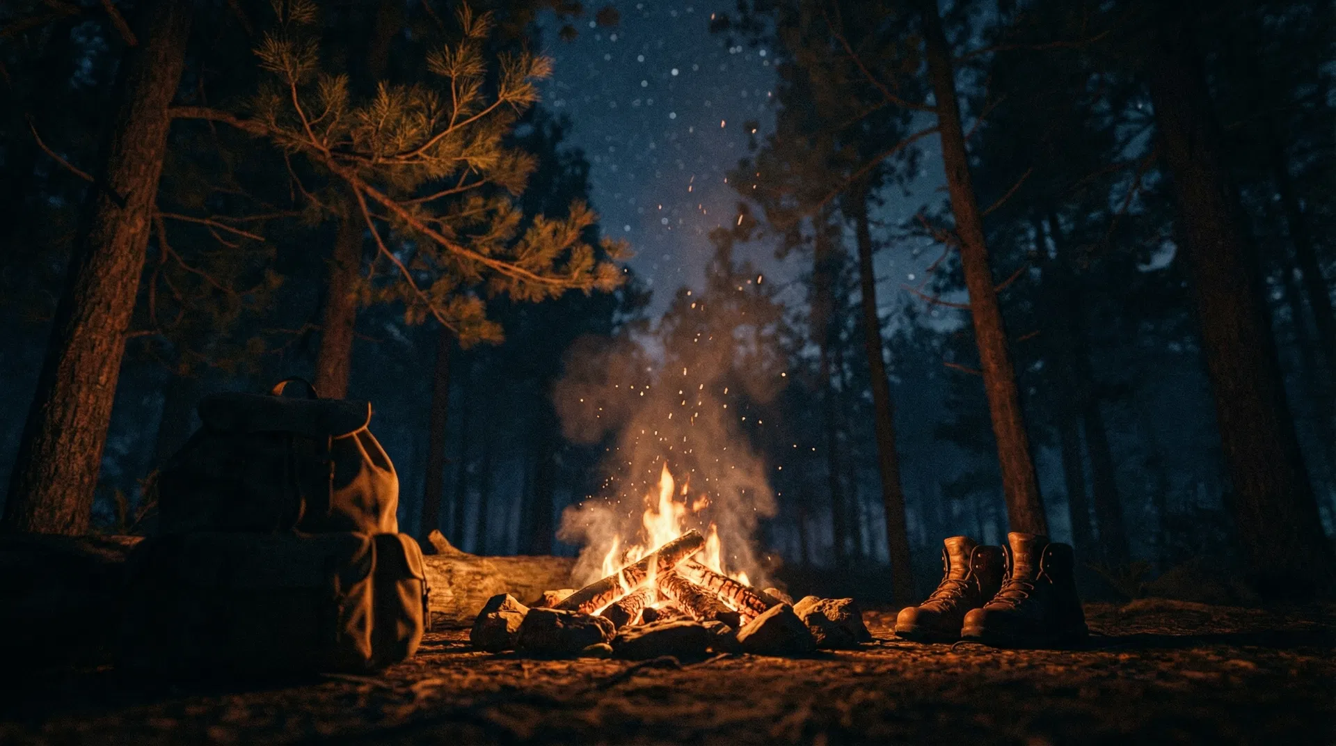 Campfire in forest