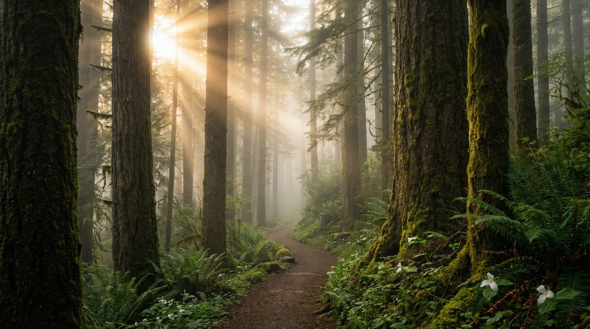 Misty forest trail