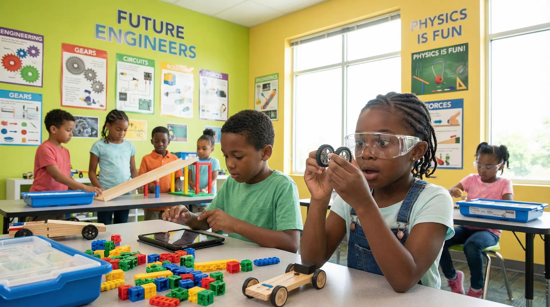 Children in STEM education classroom