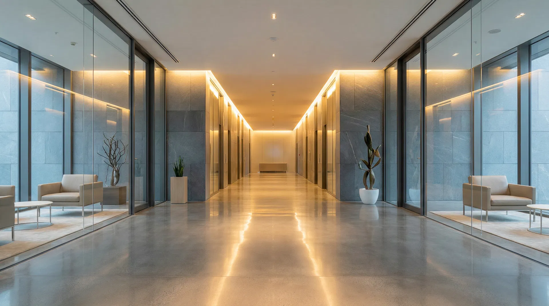 Clean commercial facility corridor