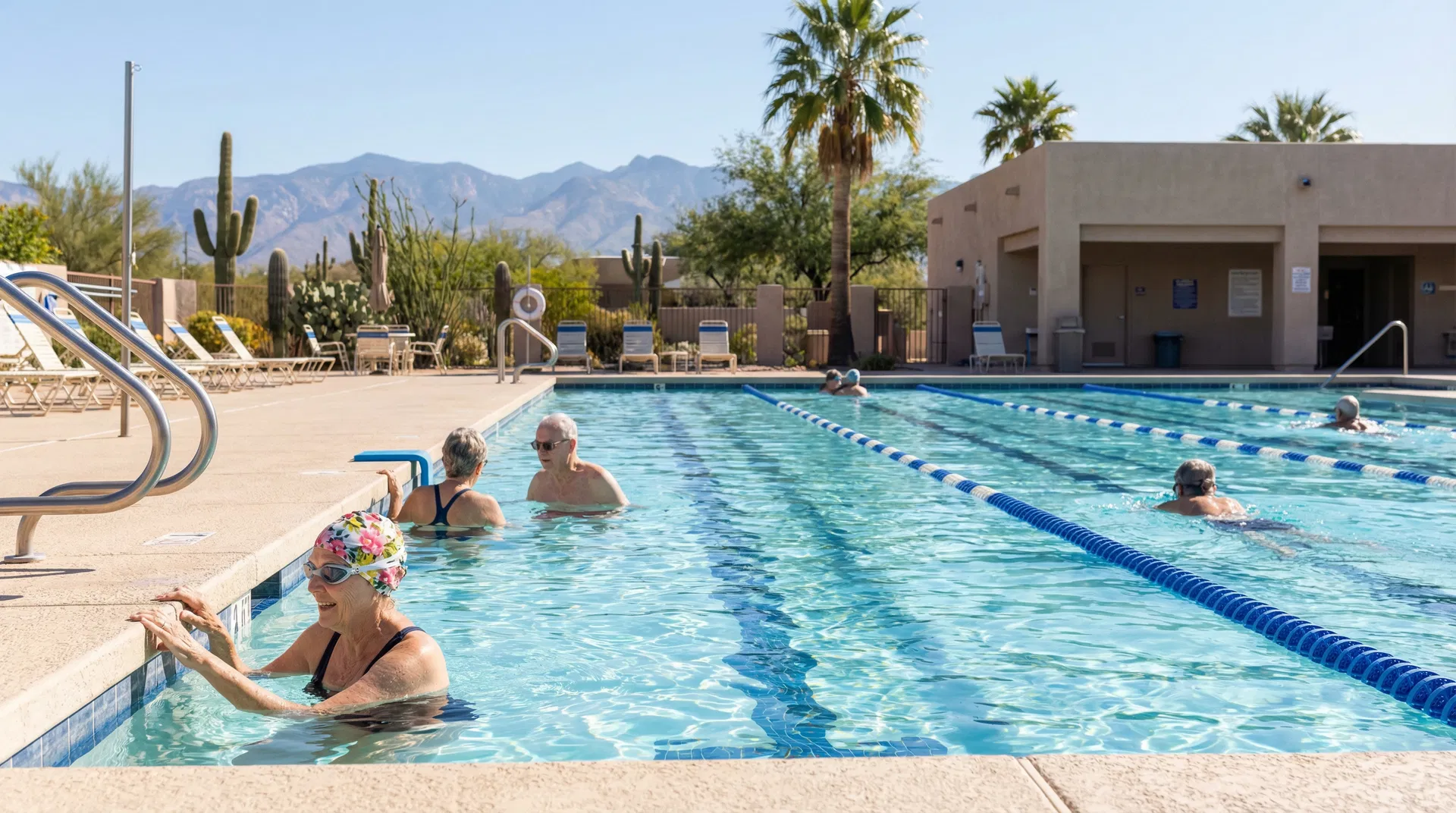 Seniors enjoying the pool at Green Valley Recreation