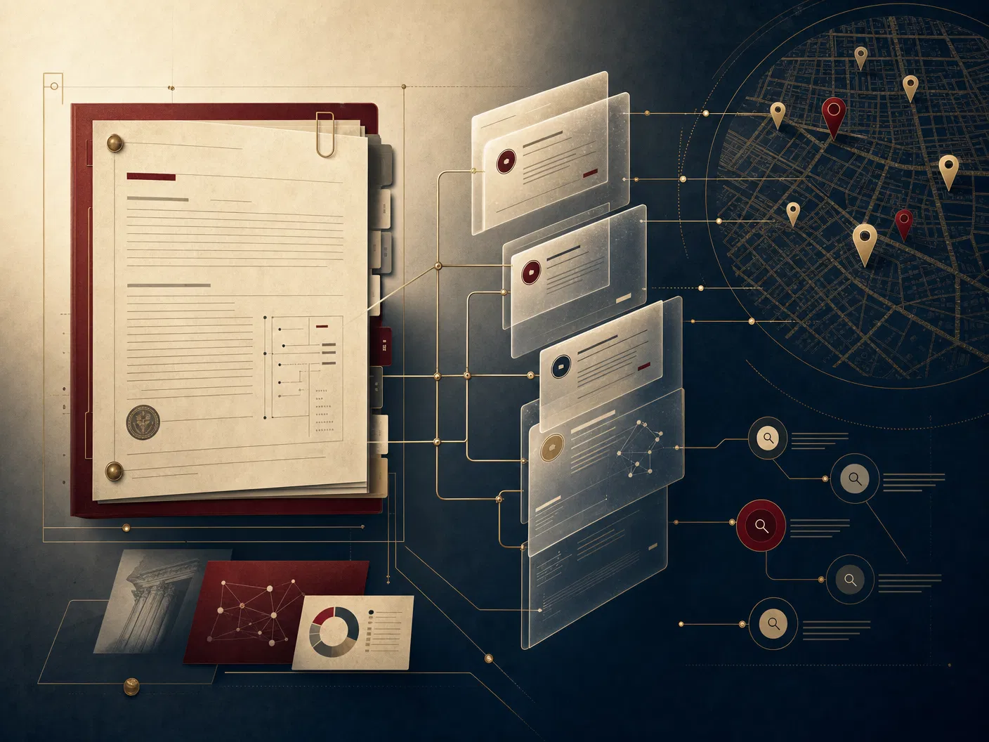 AI answer evidence panels connected to a legal brief