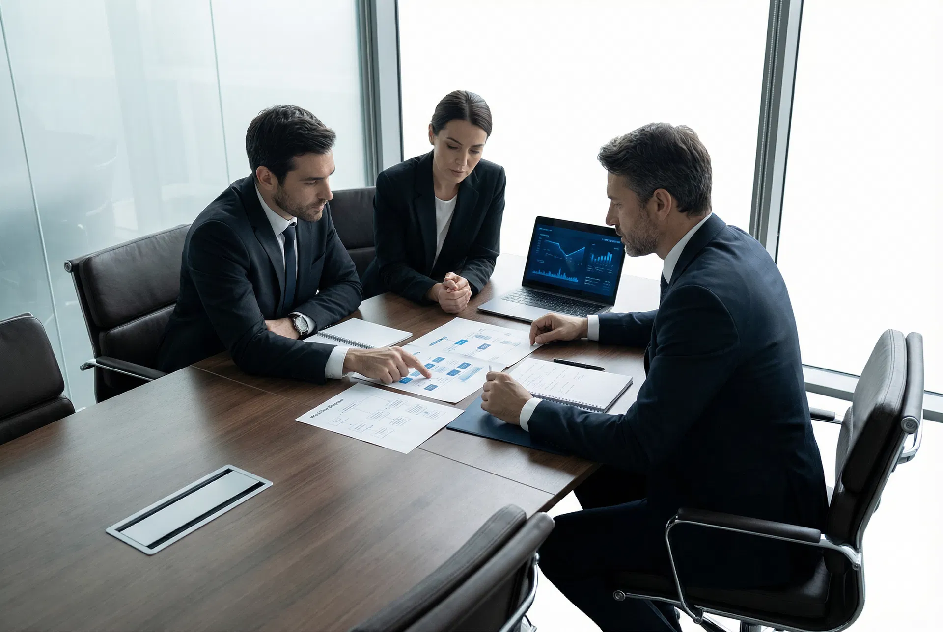 Executive team collaborating on AI implementation planning