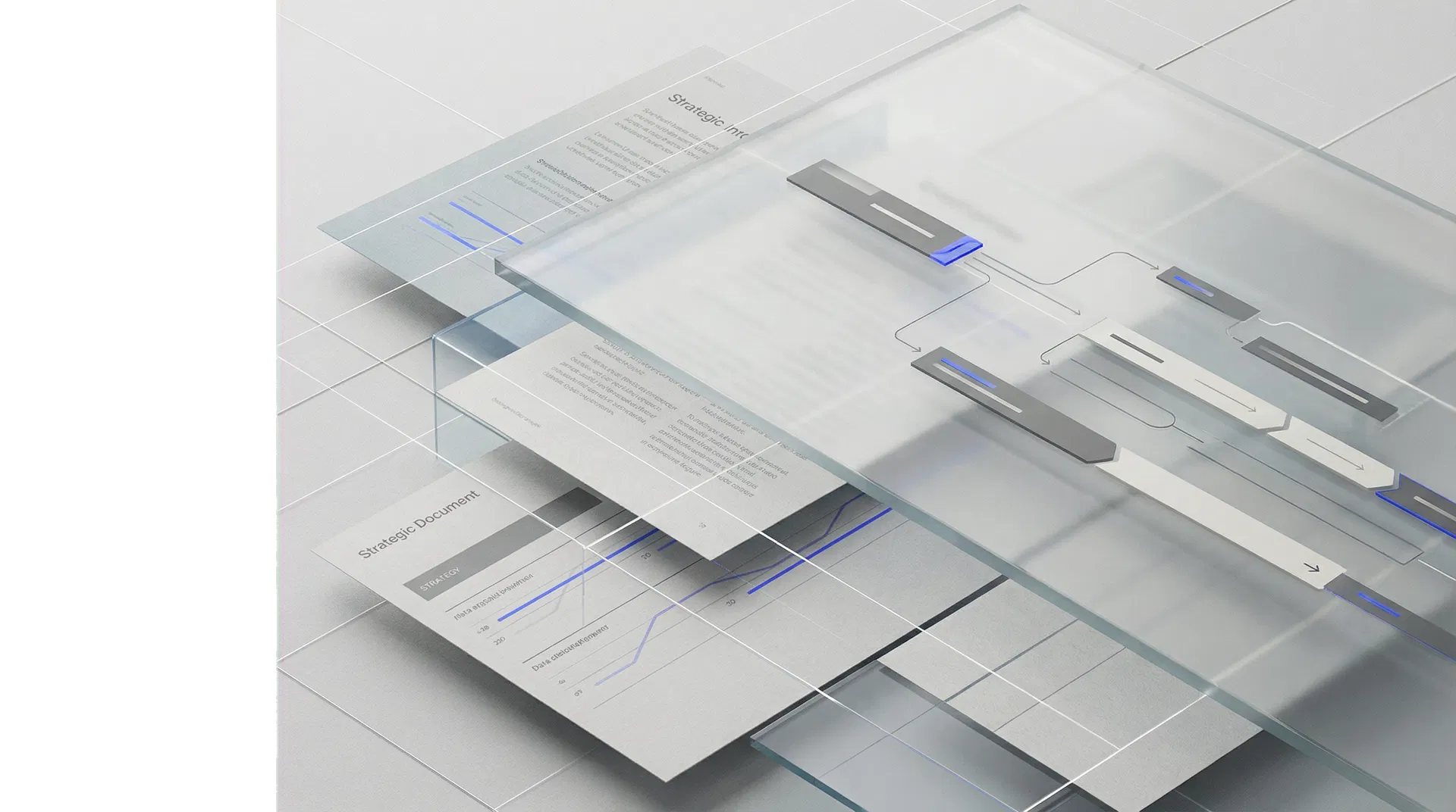 Abstract editorial visual representing strategic AI rollout and implementation systems