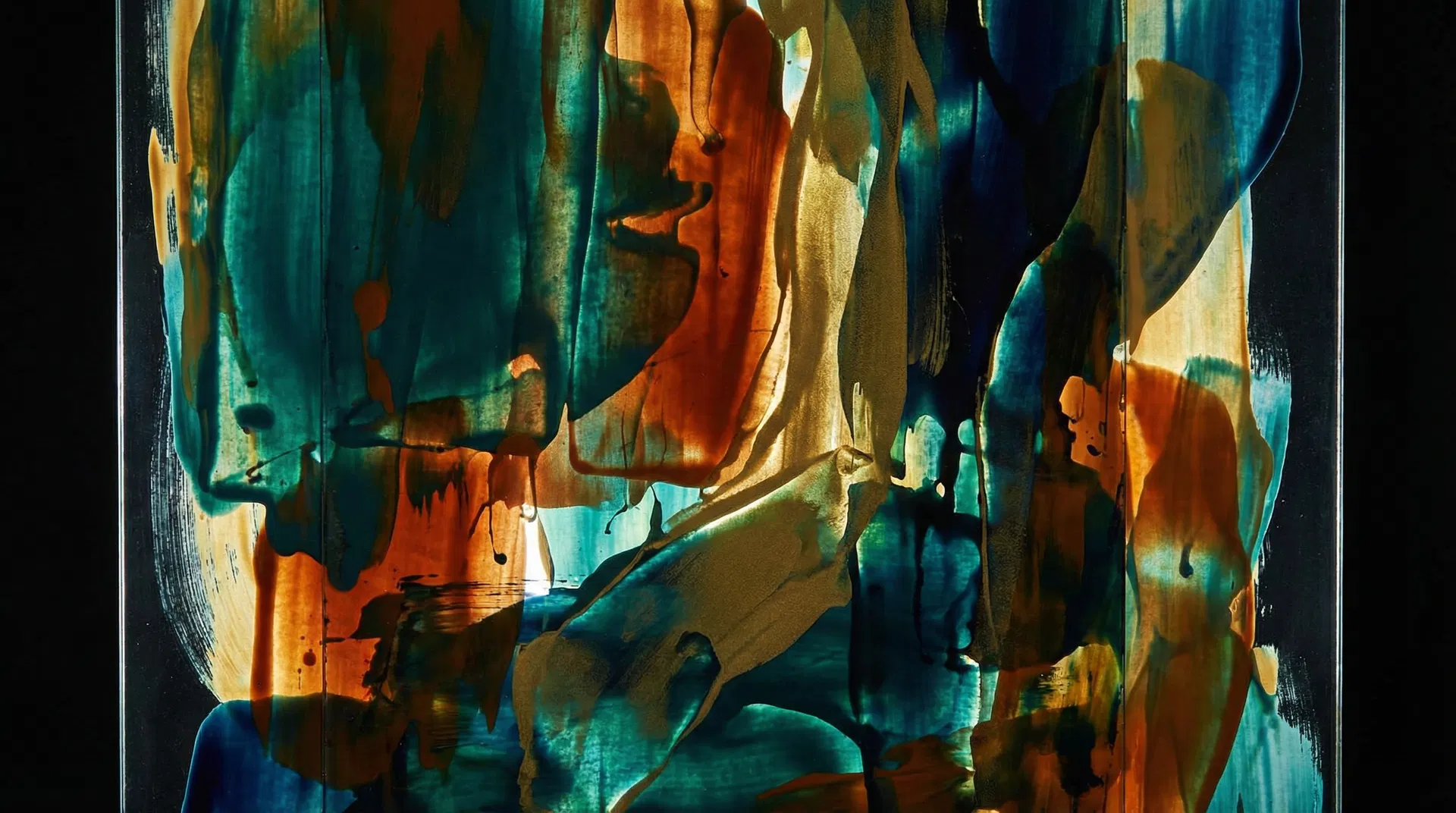 Acrylic layers on plexiglass