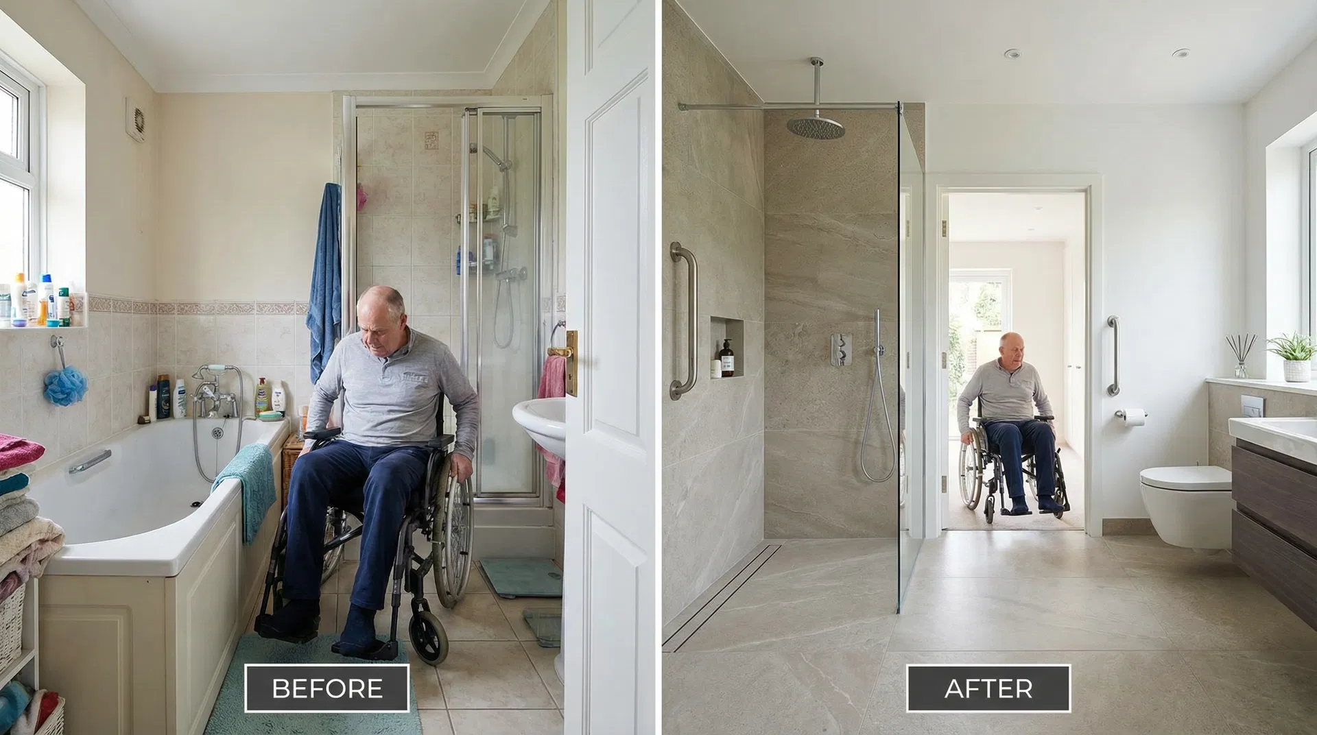 Before and after wet room transformation