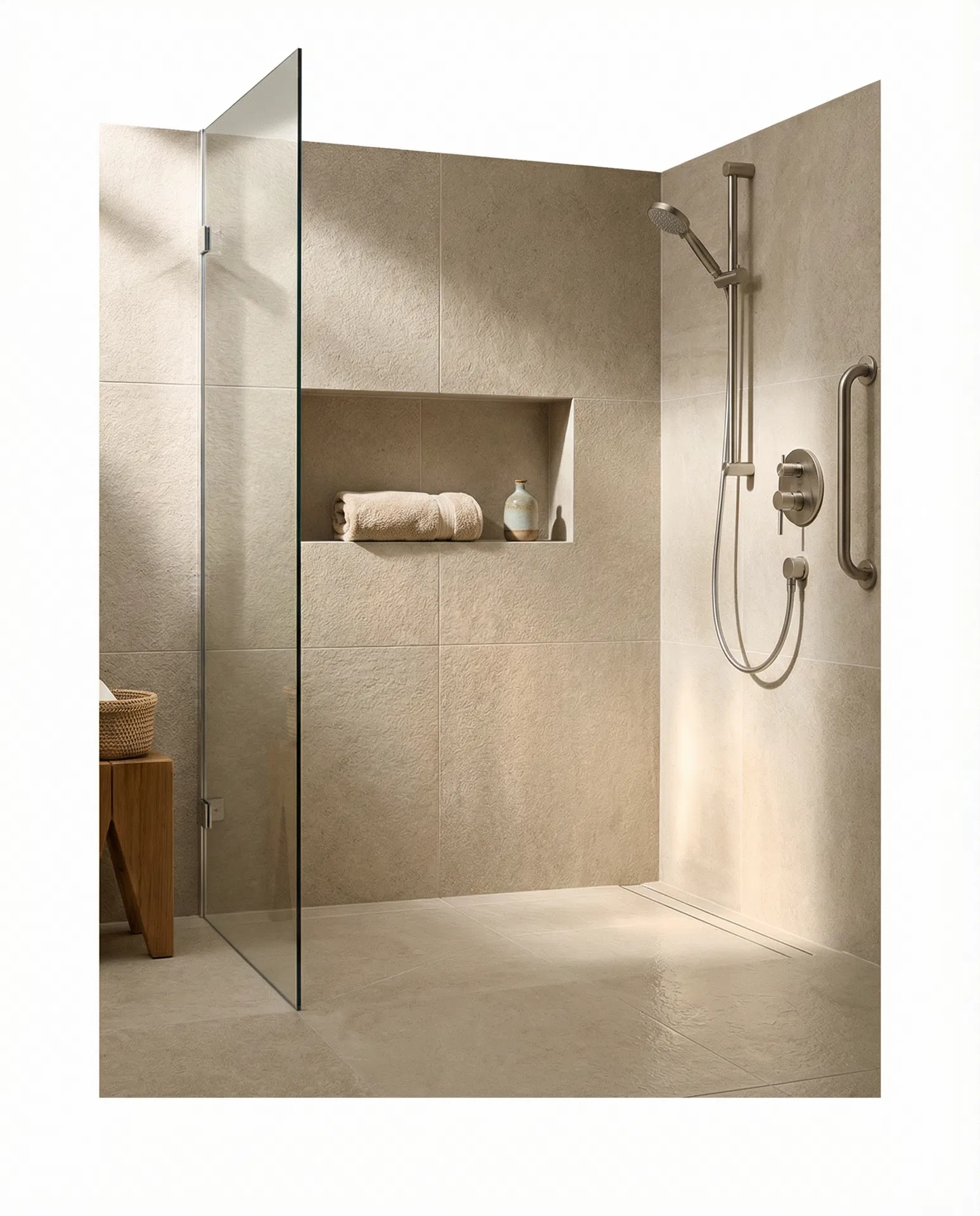 Luxury walk-in shower with level access