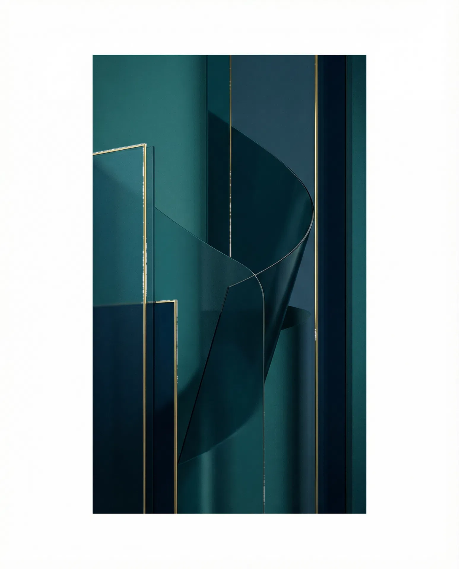 Detalhe visual editorial em azul petróleo e dourado