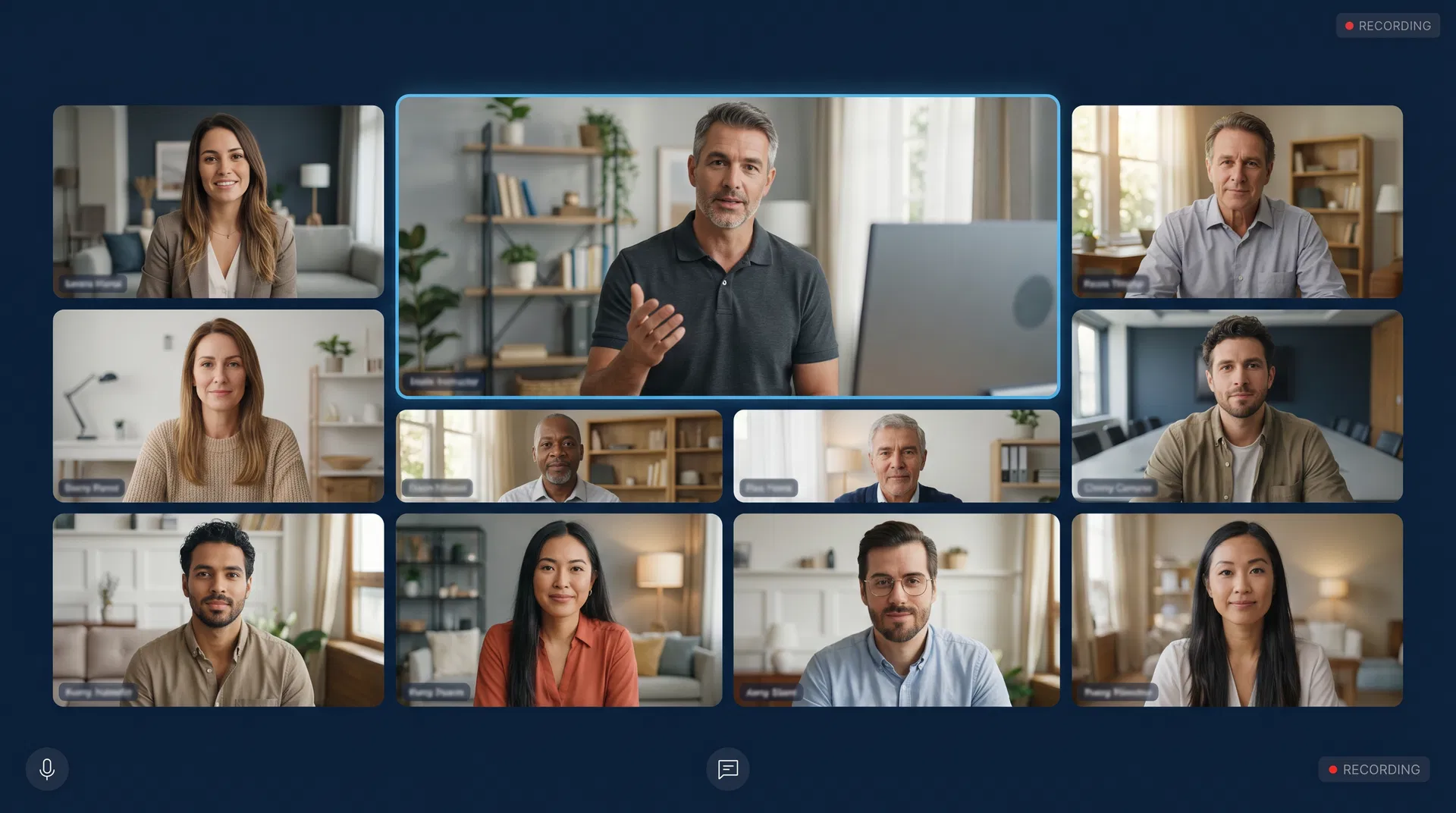 A live virtual Top Gun Teamwork cohort meeting on Zoom—diverse leaders learning the accountability framework from Cujo
