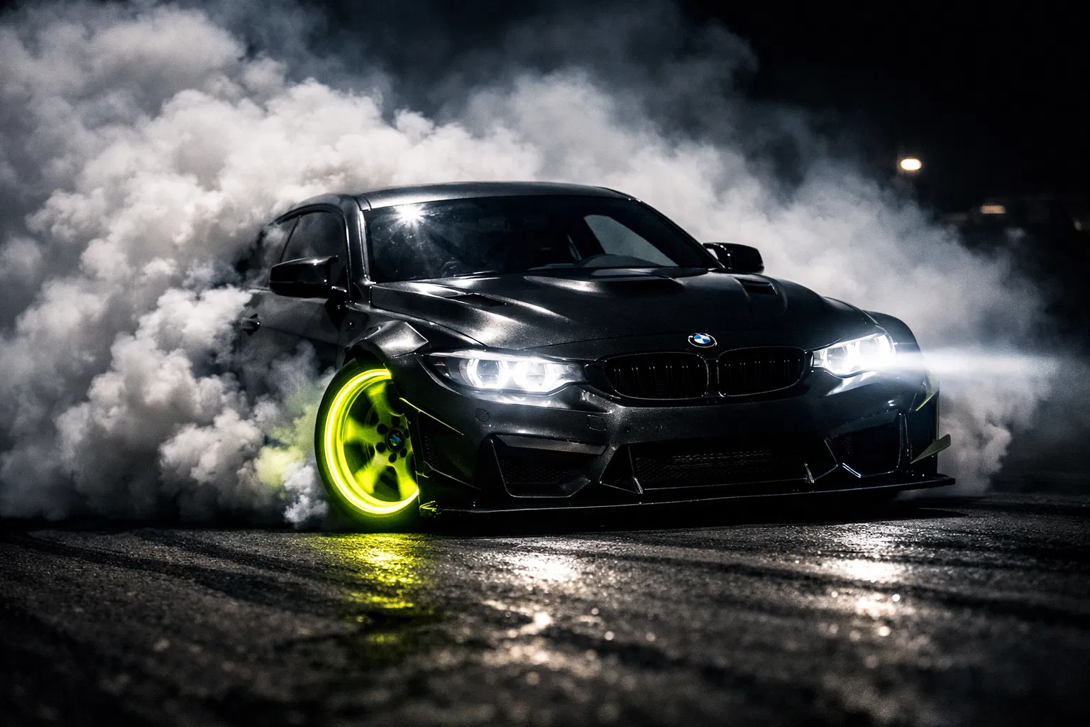 BMW drift z dymem z opon