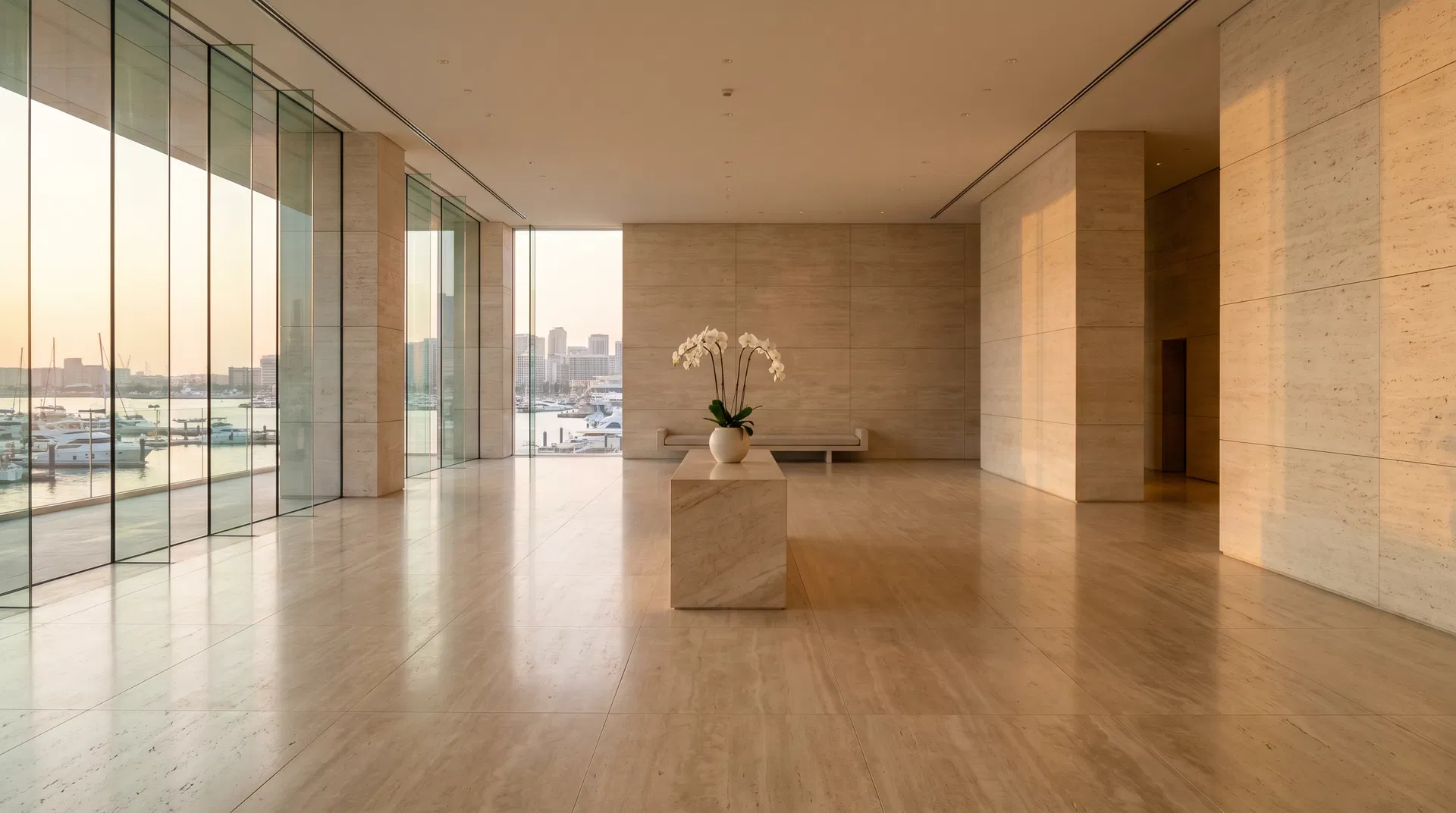 Luxury hotel overlooking a harbour