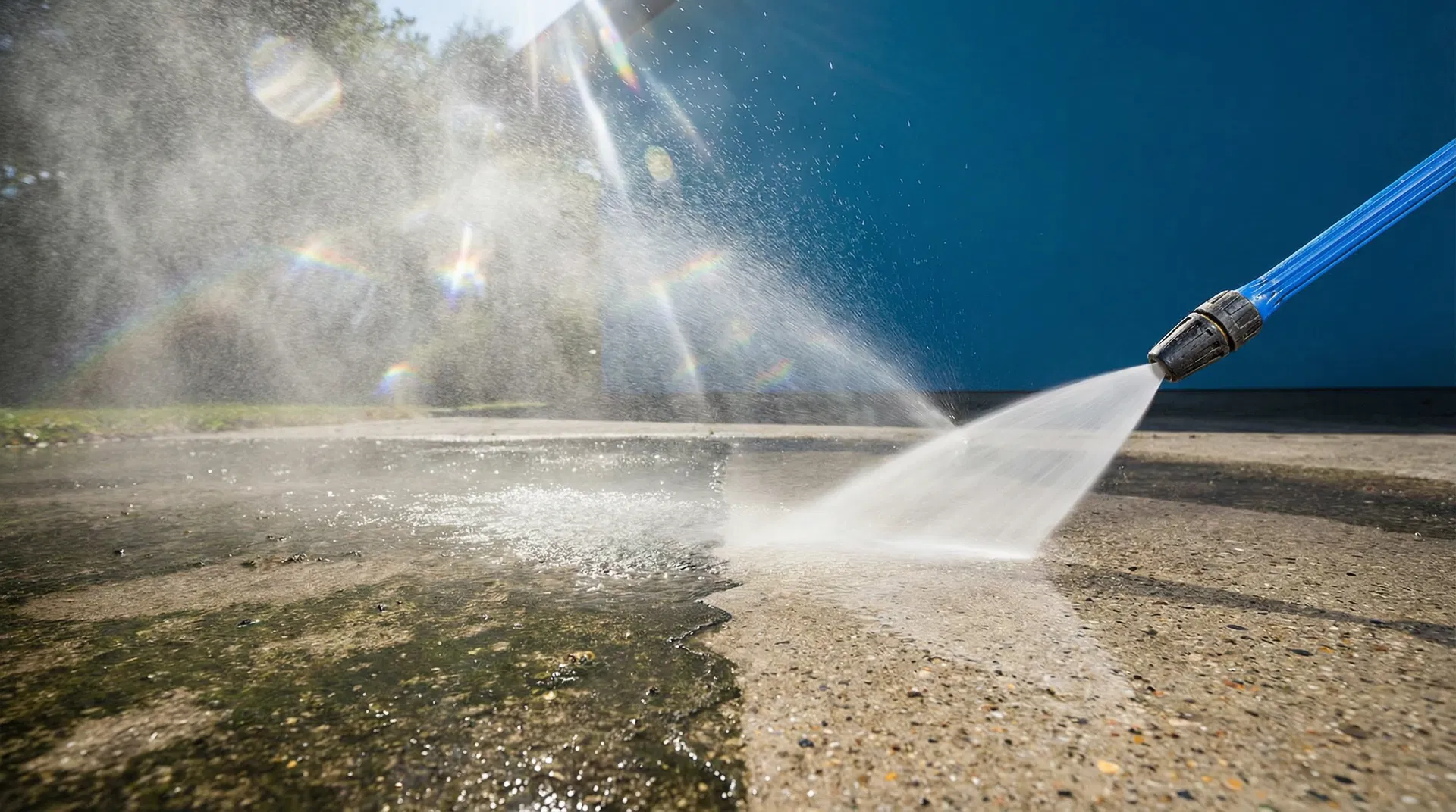 Pressure washing in action