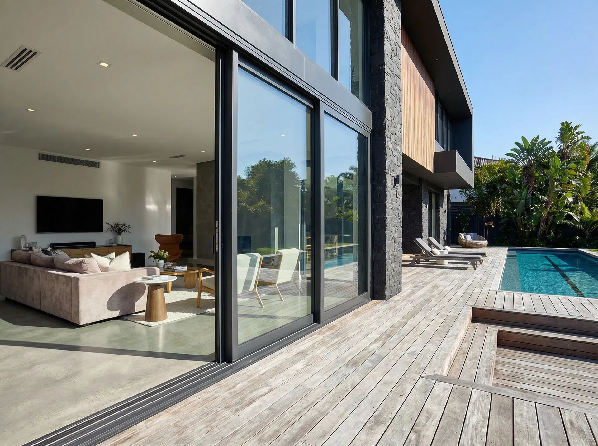 Sala de Estar - Porta-Balcão com Piscina