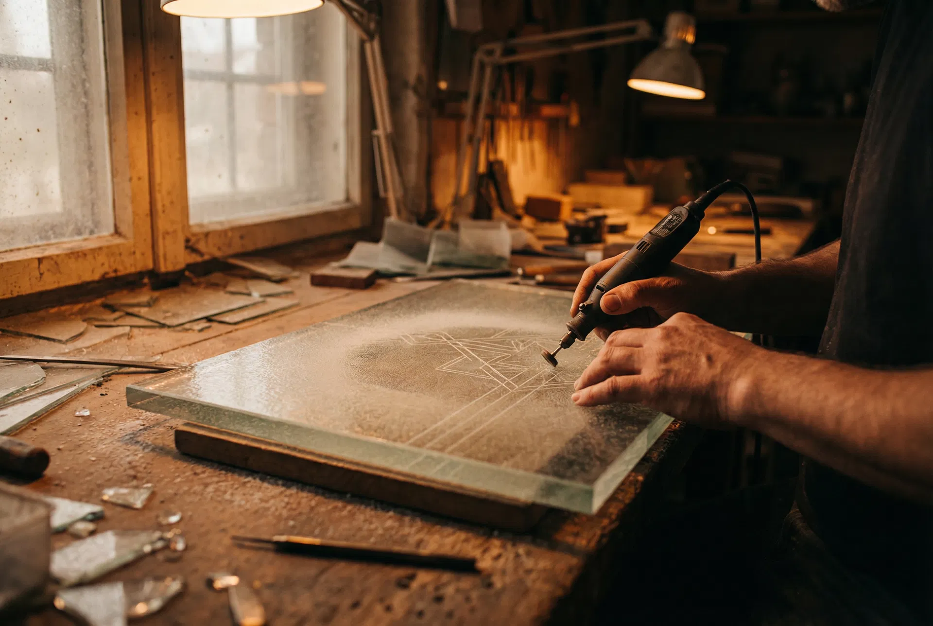 Glass artisan at work