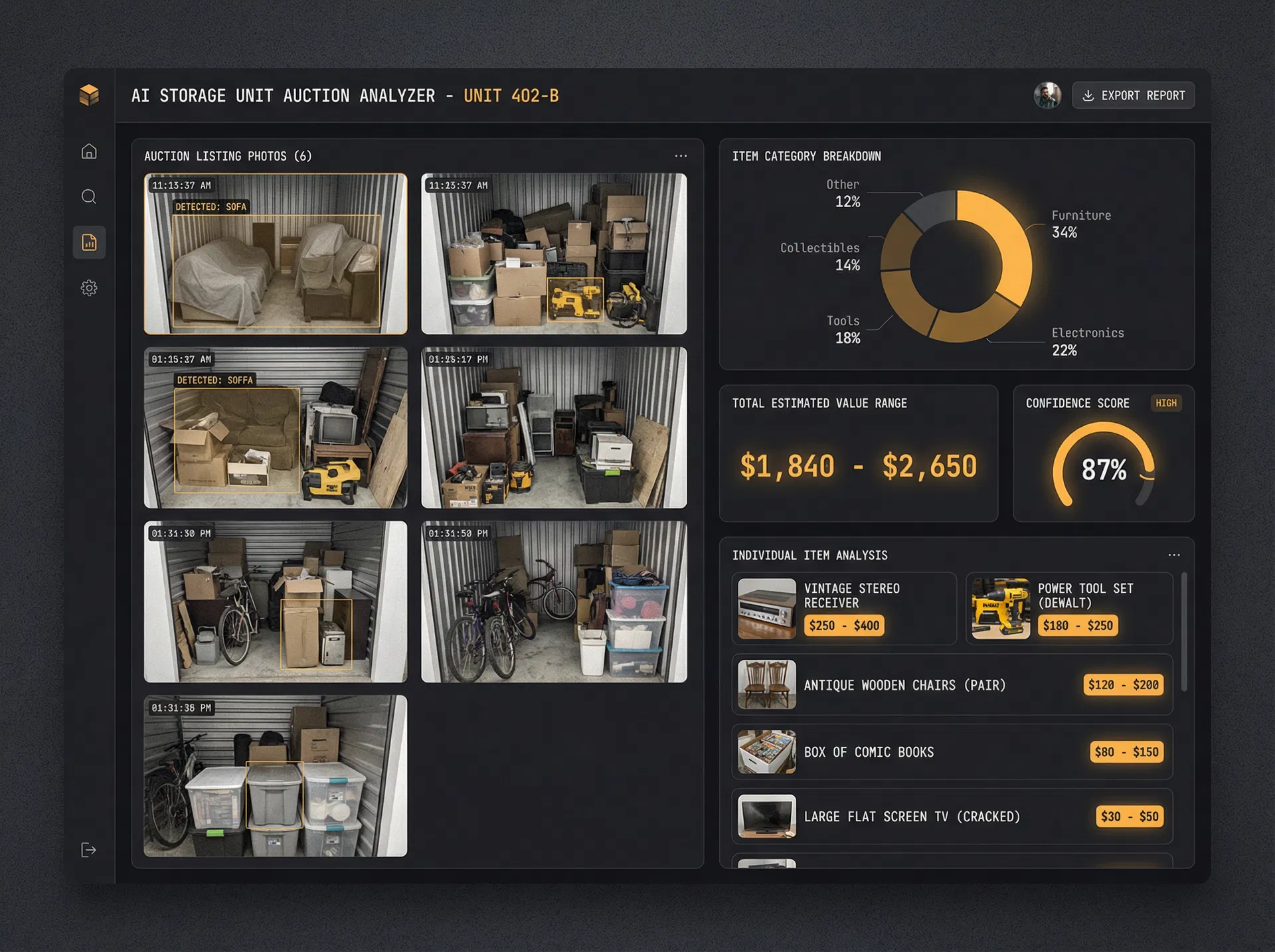 StorageVision AI Dashboard