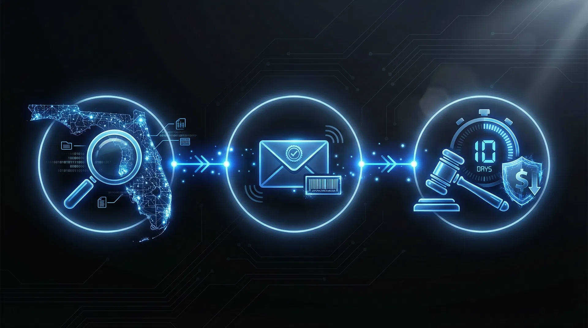 FS90143.com statutory enforcement process: Scan all 67 Florida counties, send certified mail notices, enforce 10-day removal deadline