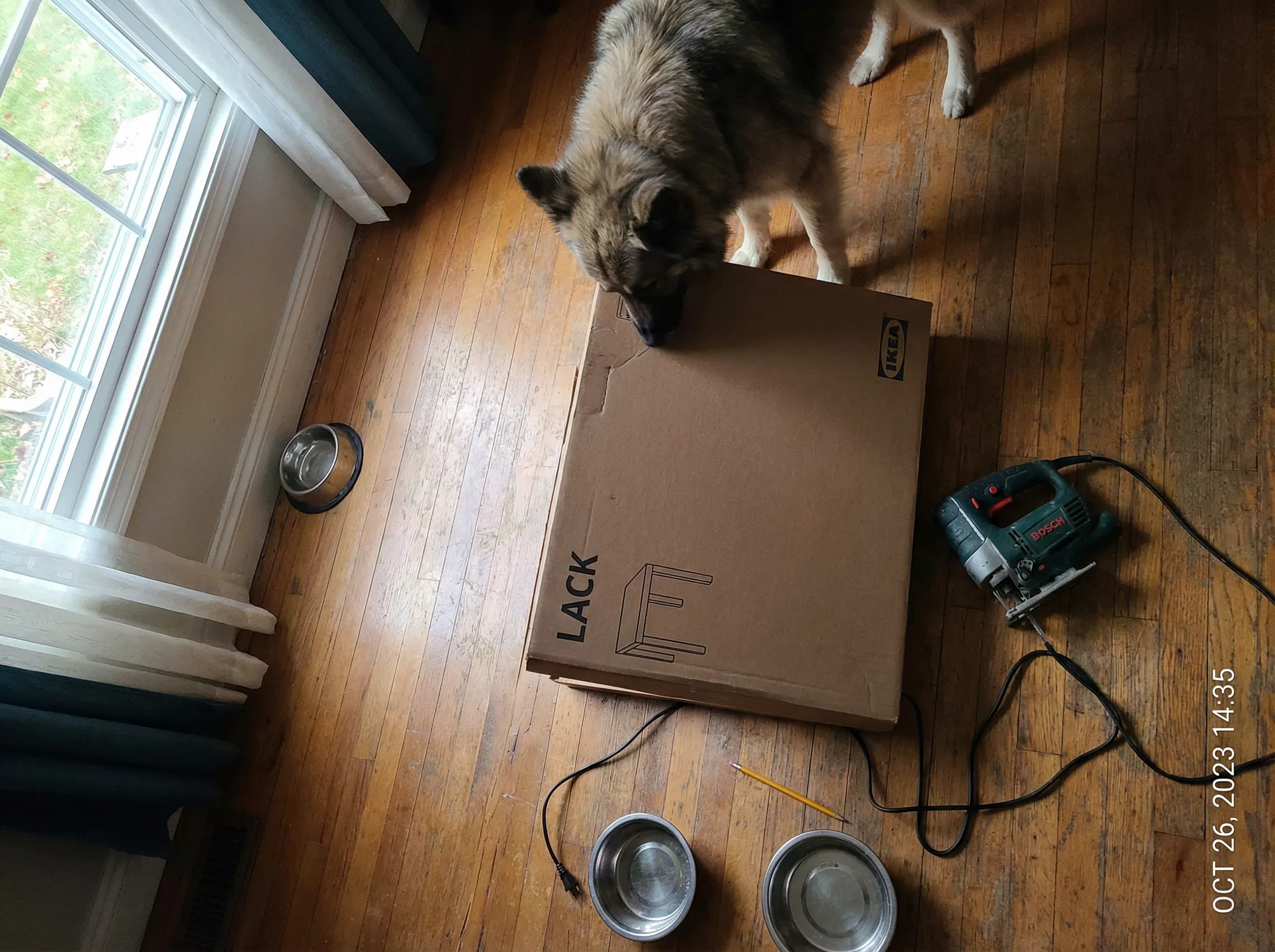 Antes: Mesa LACK como Comedero Elevado para Perros: El Hack Más Fácil de IKEA [5 Minutos]
