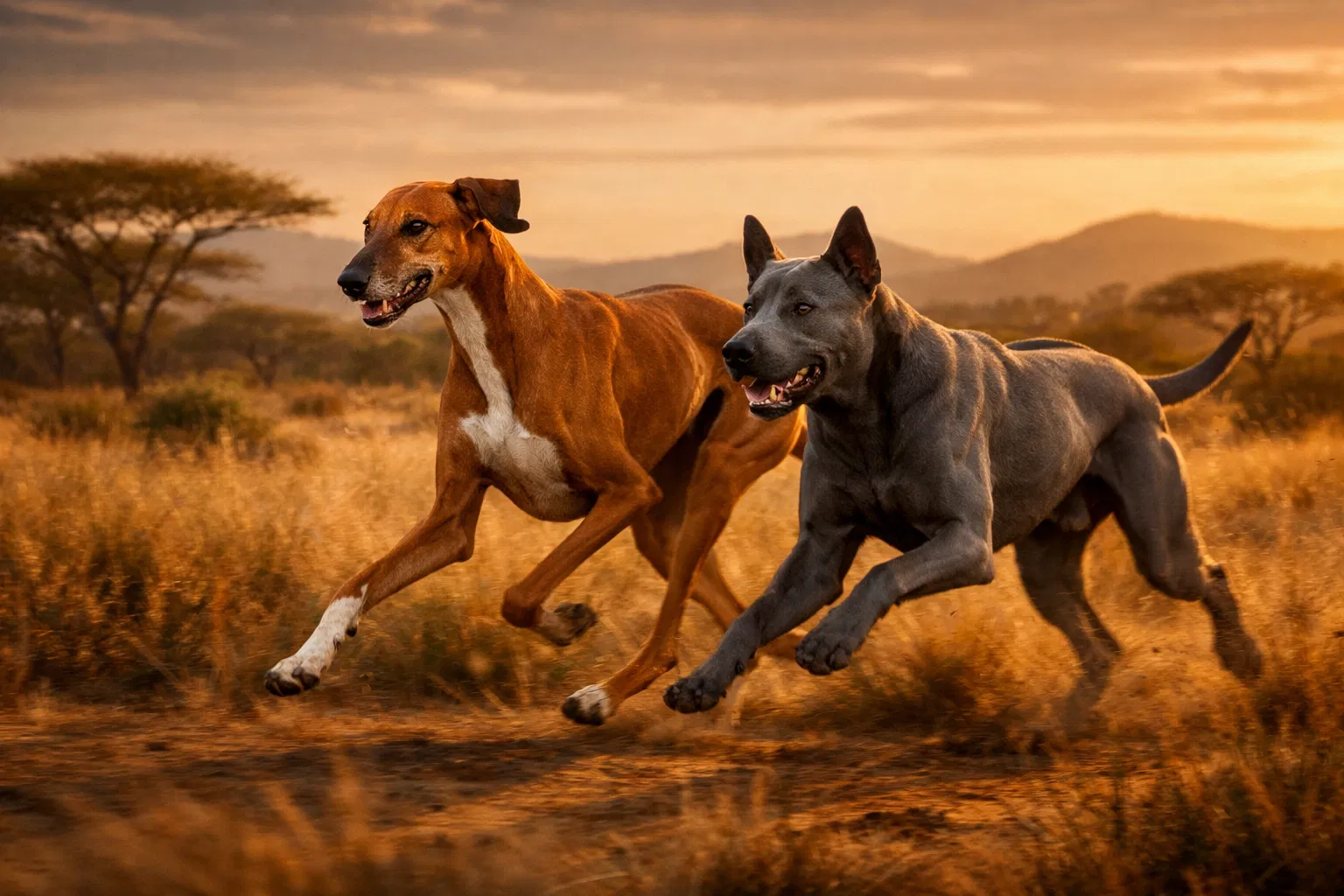 Perros exóticos corriendo