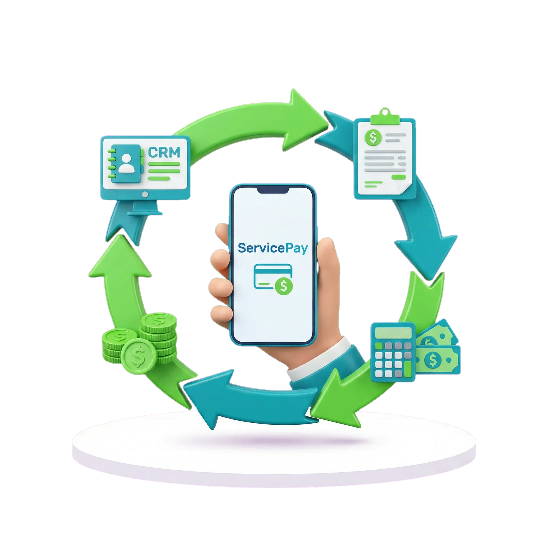 How ServicePay works — circular workflow