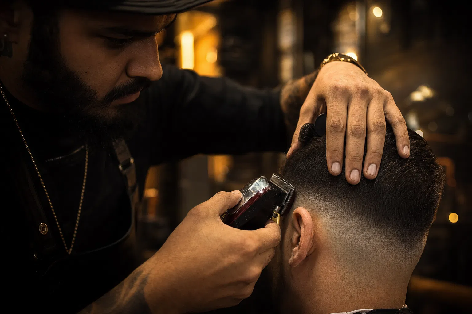 Barber giving a precision fade