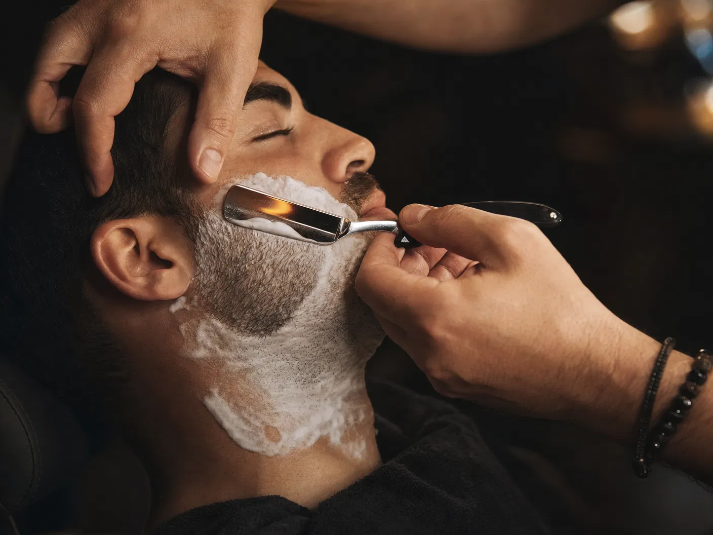 Traditional straight razor shave