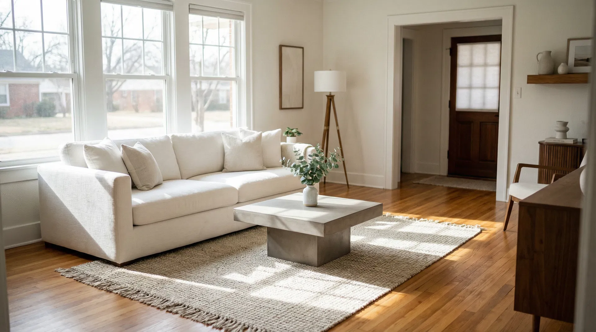 Professionally cleaned living room in Oklahoma City by Blank Space Cleaning