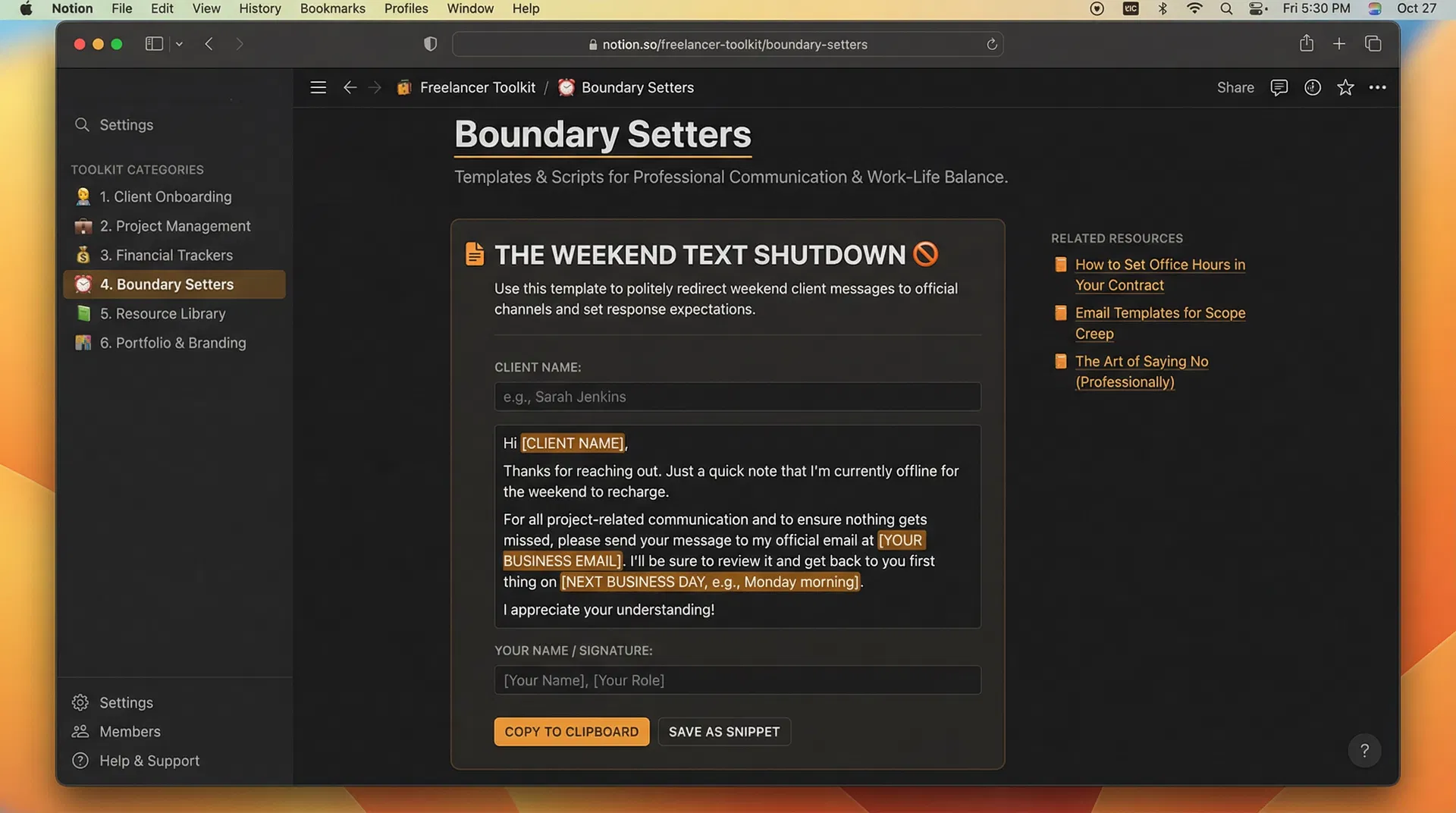 Boundary Setter prompt
