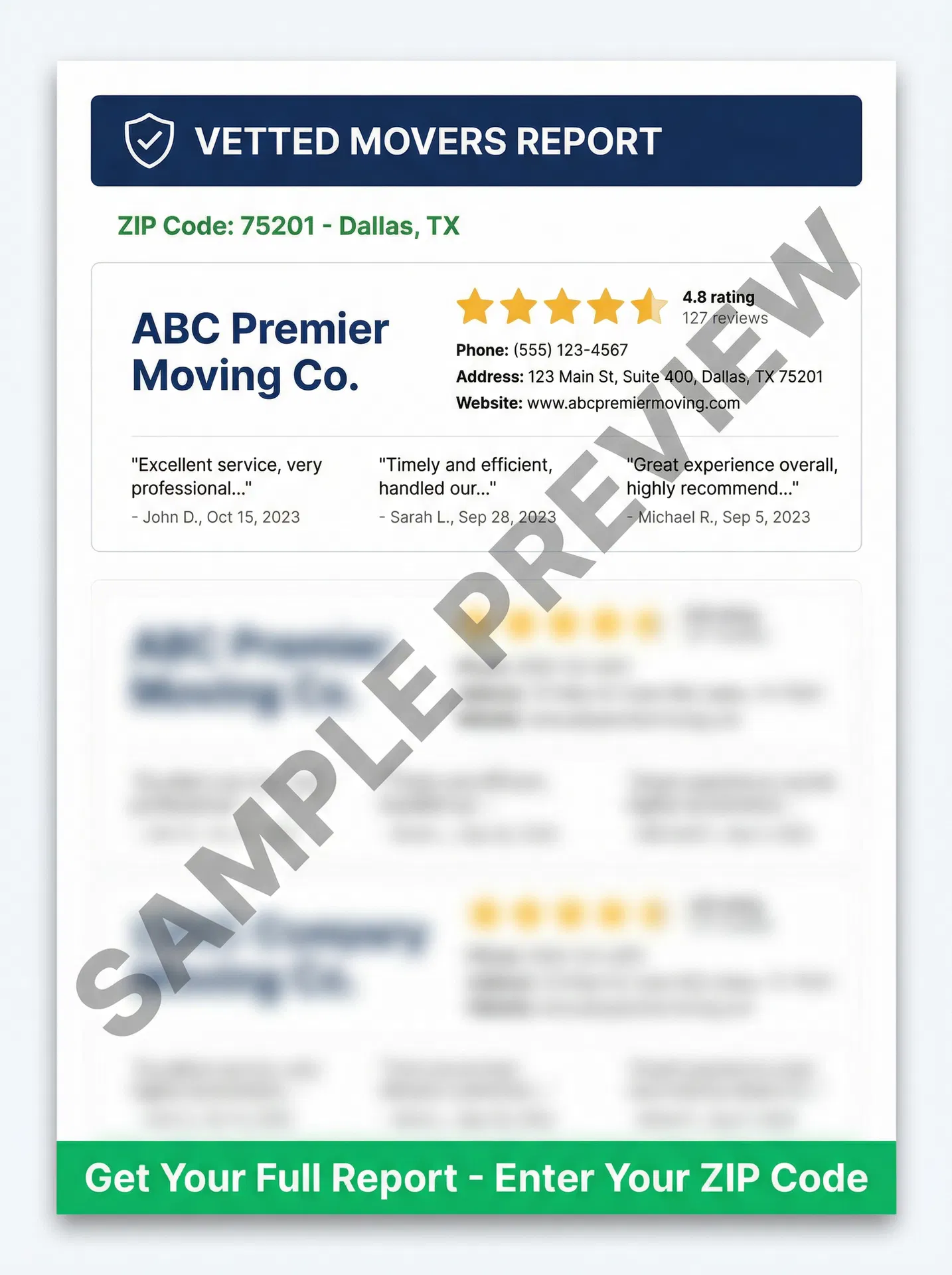 Sample Vetted Locksmiths Report Preview