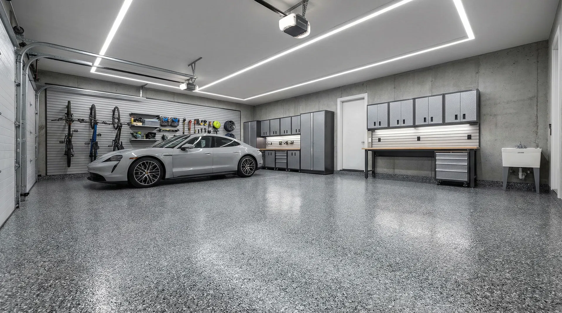 Epoxy flake garage floor