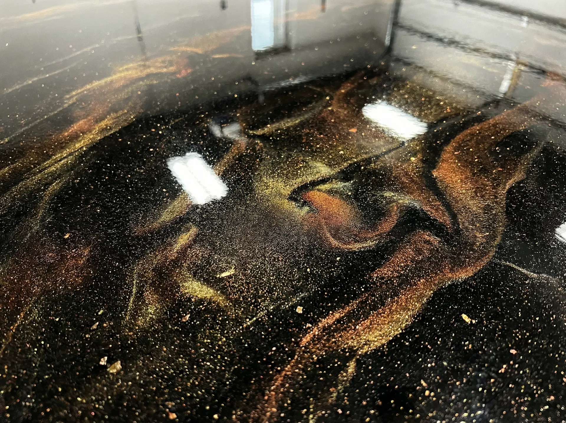 Metallic epoxy floor close-up
