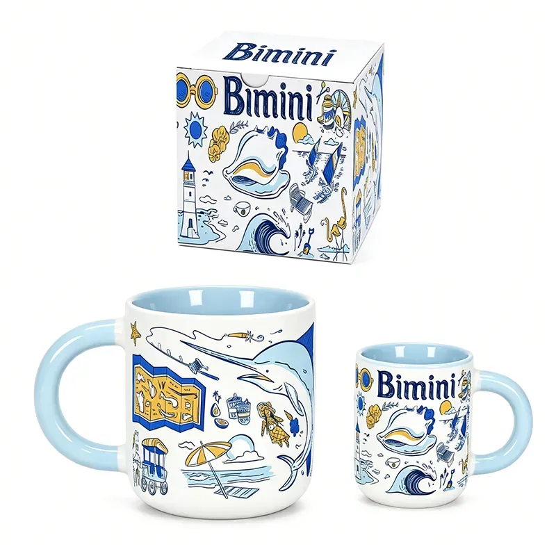 Bimini Island Map Pattern Ceramic Mug