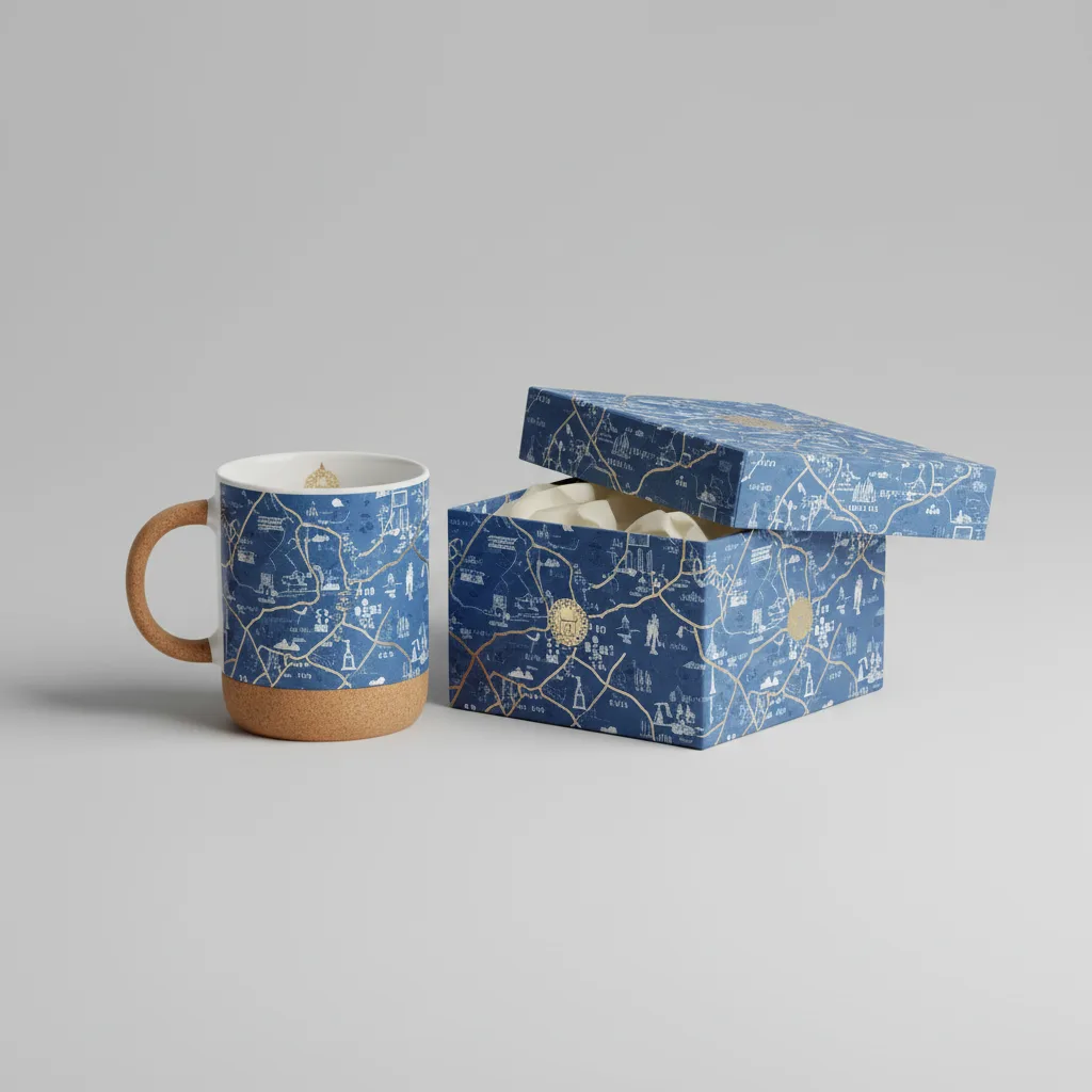 Byron Bay Map Pattern 15 oz cork bottle mug 2
