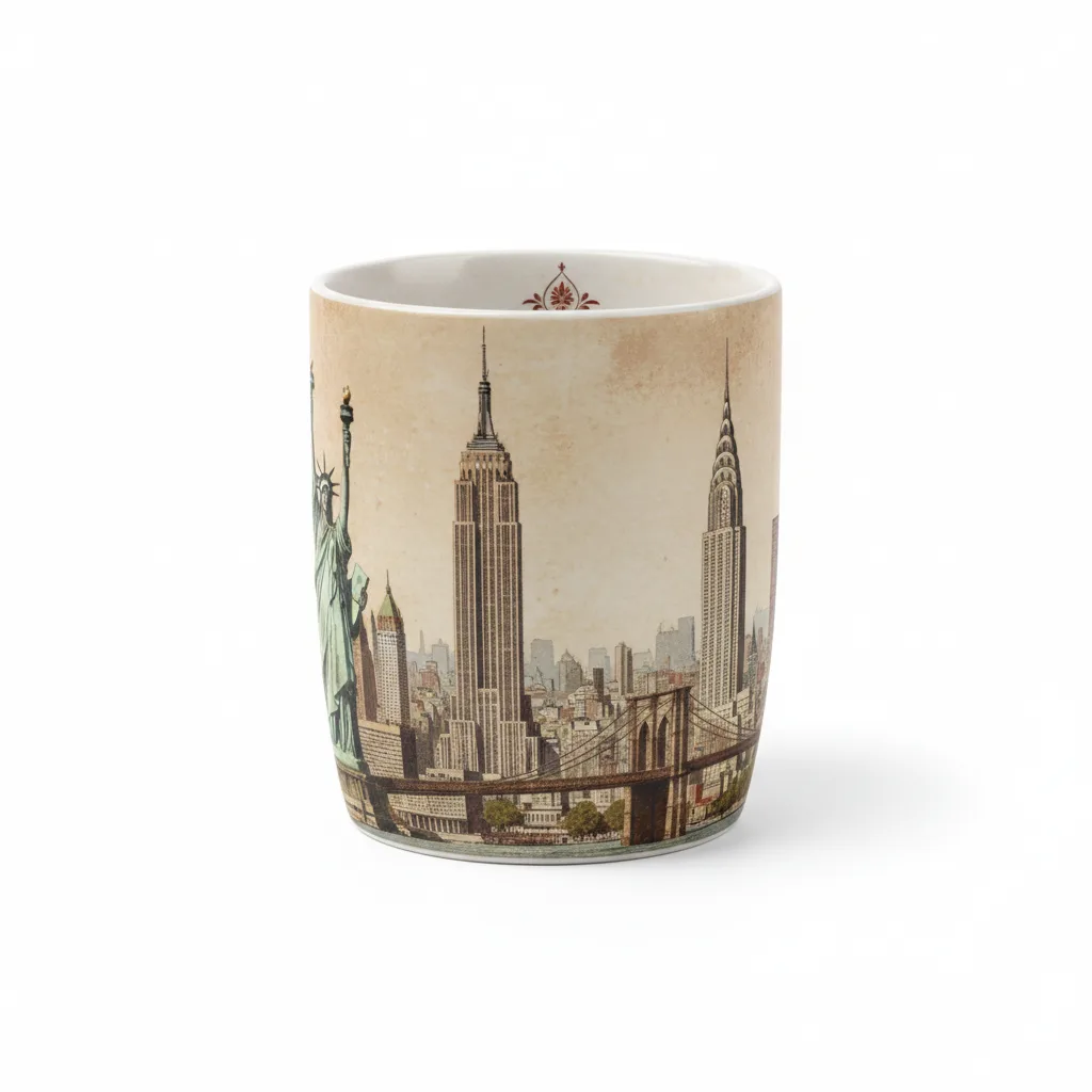 New York City Distressed Vintage 14oz Panoramic Wrap Mug