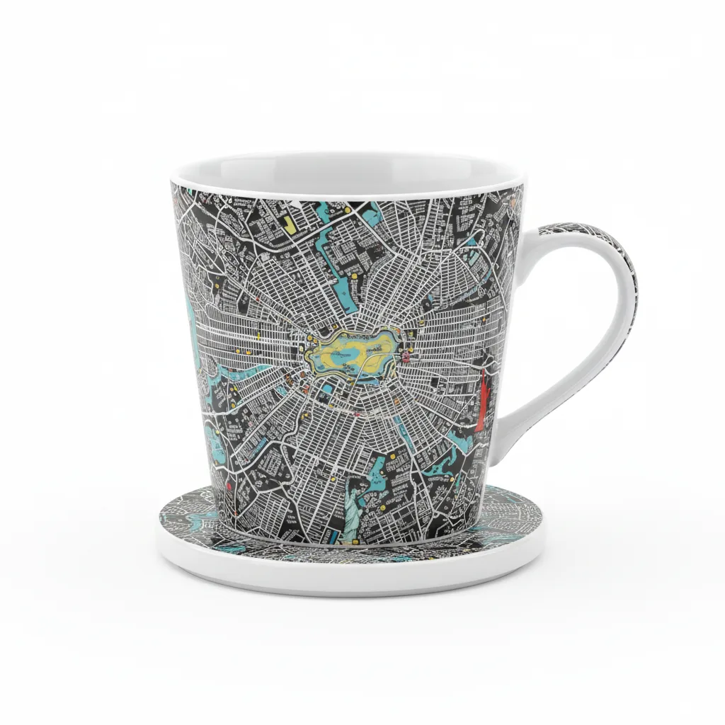 New York City Map Pattern Mug + Coaster Gift Set