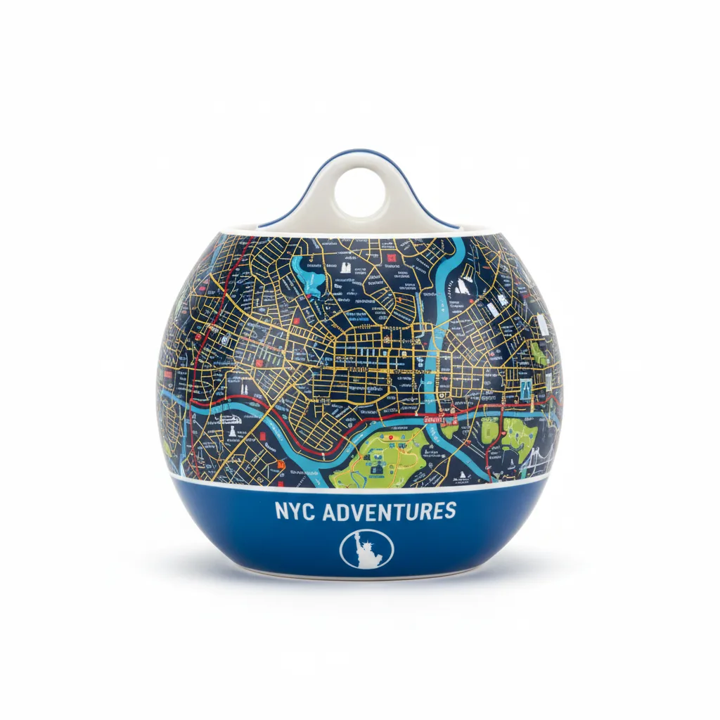 New York City Map Globe Ceramic Jar