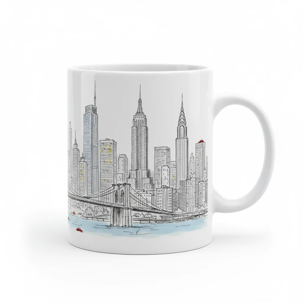 New York City Sketch Illustration Gift Mug