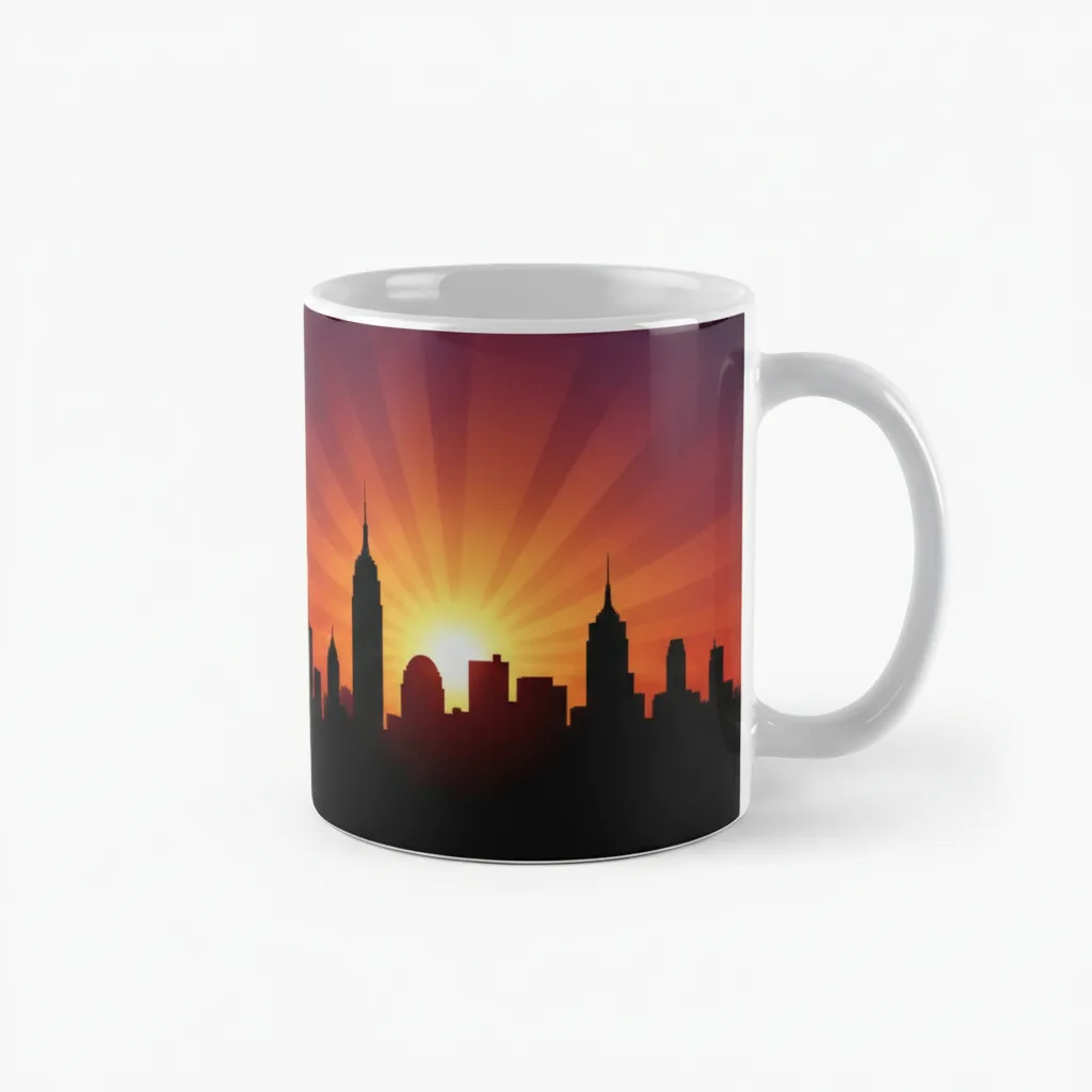 New York City Sunset Silhouette Ceramic Mug