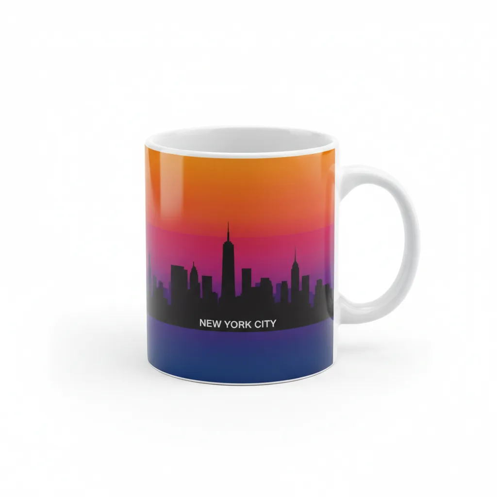 New York City Sunset Silhouette Ceramic Mug