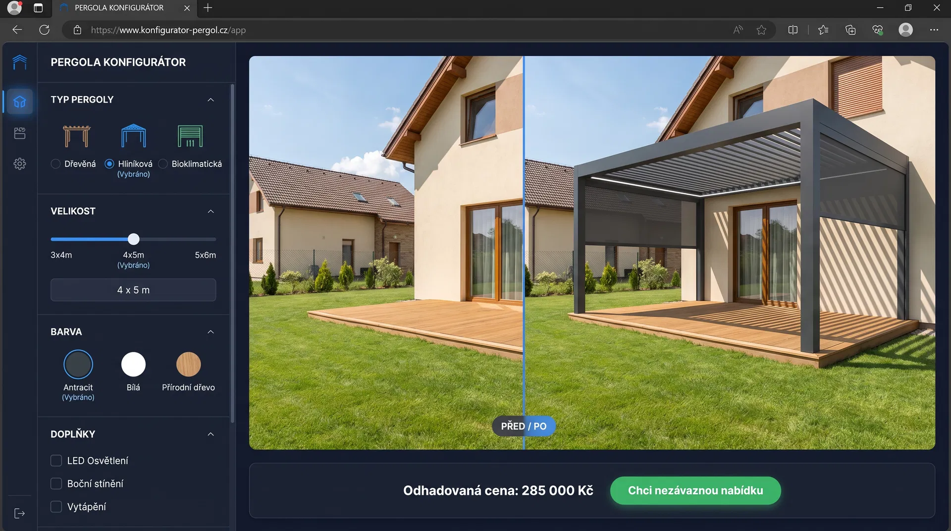 Pergoly — ukázka webové aplikace