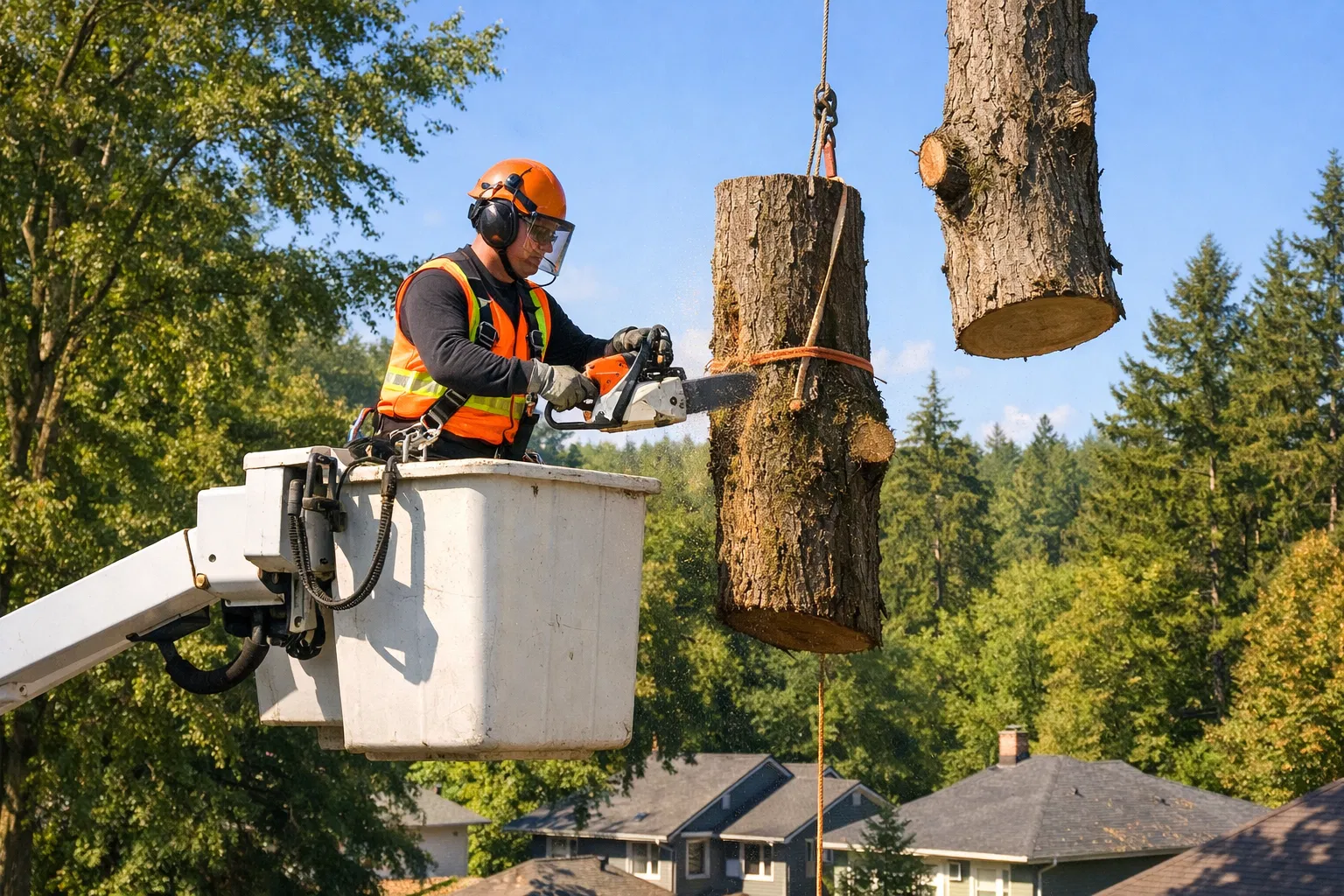 Professional arborist at work