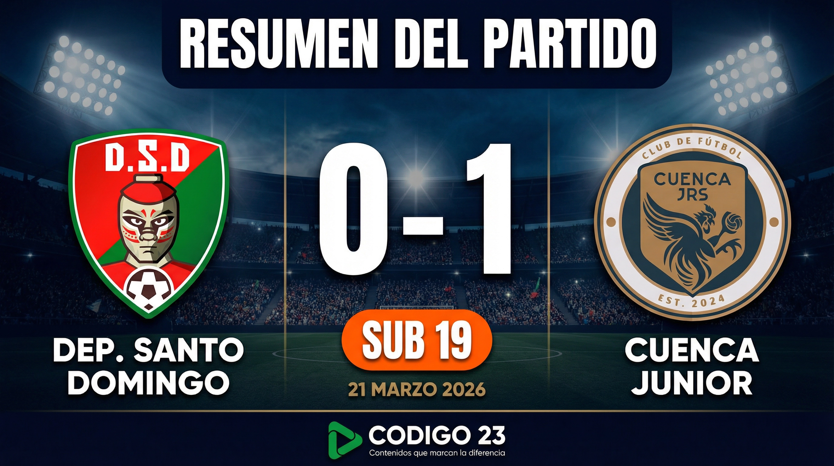 SUB 19 - Dep. Santo Domingo 0-1 Cuenca Junior