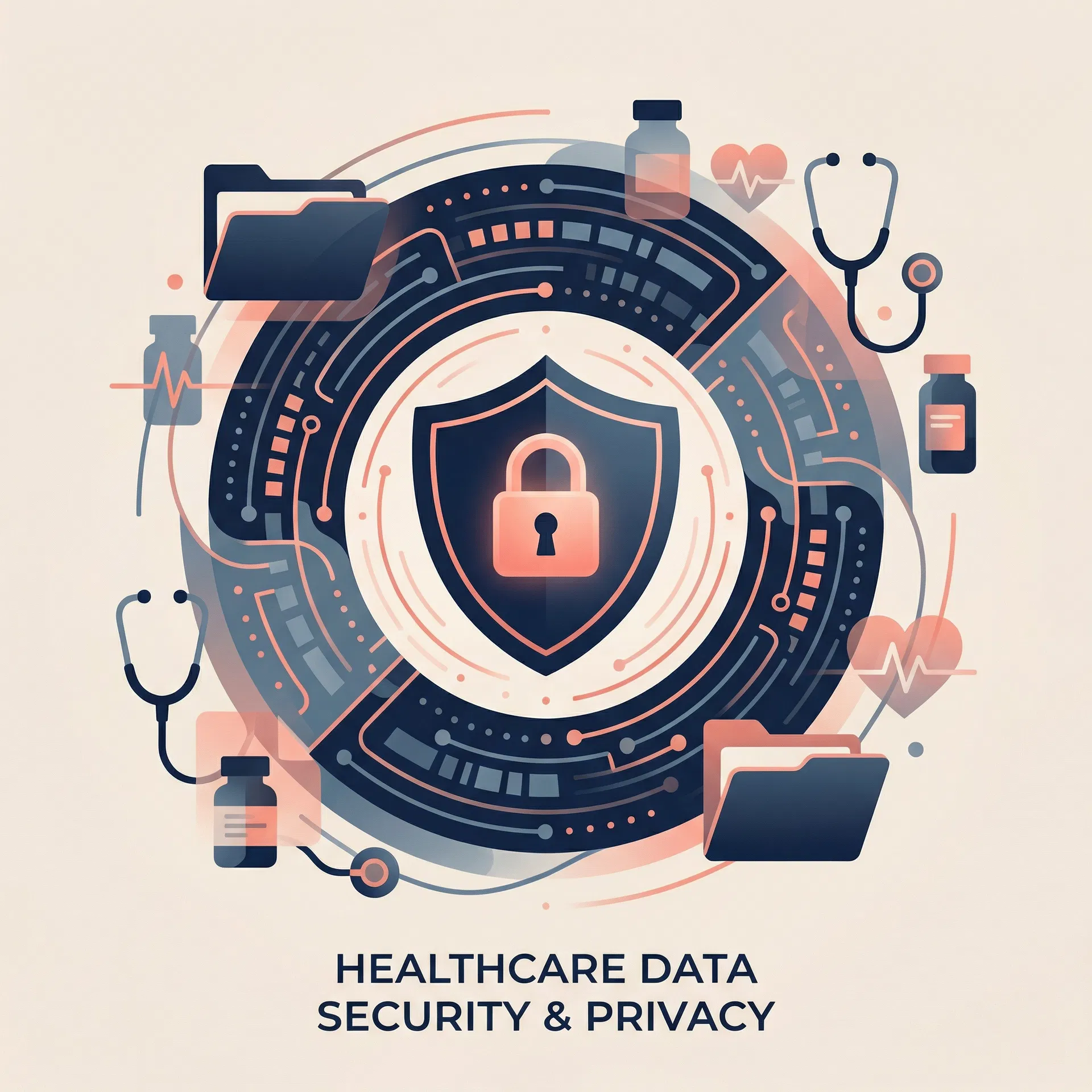 Healthcare data security and privacy illustration
